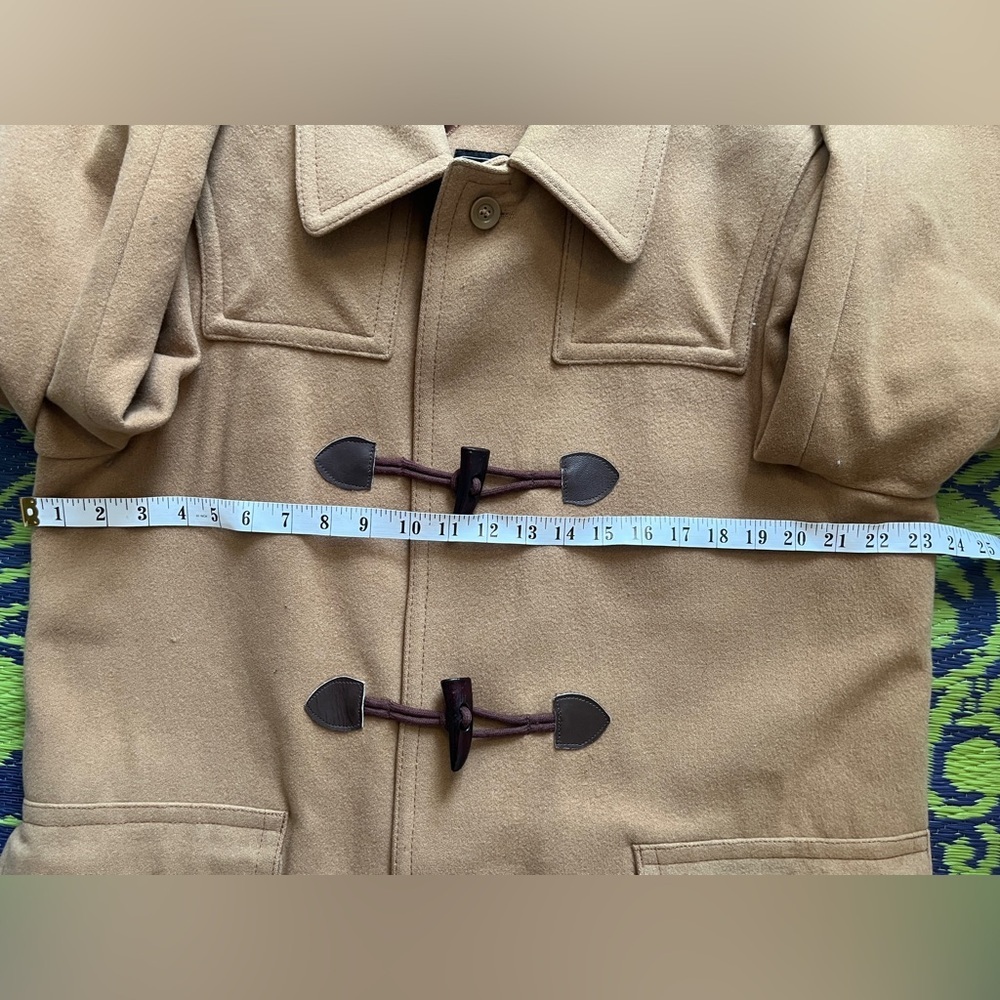 Vintage Utex Mens Camel Toggle Coat Size 40 Plaid Lining Virgin Wool Winter Coat - Picture 12 of 16